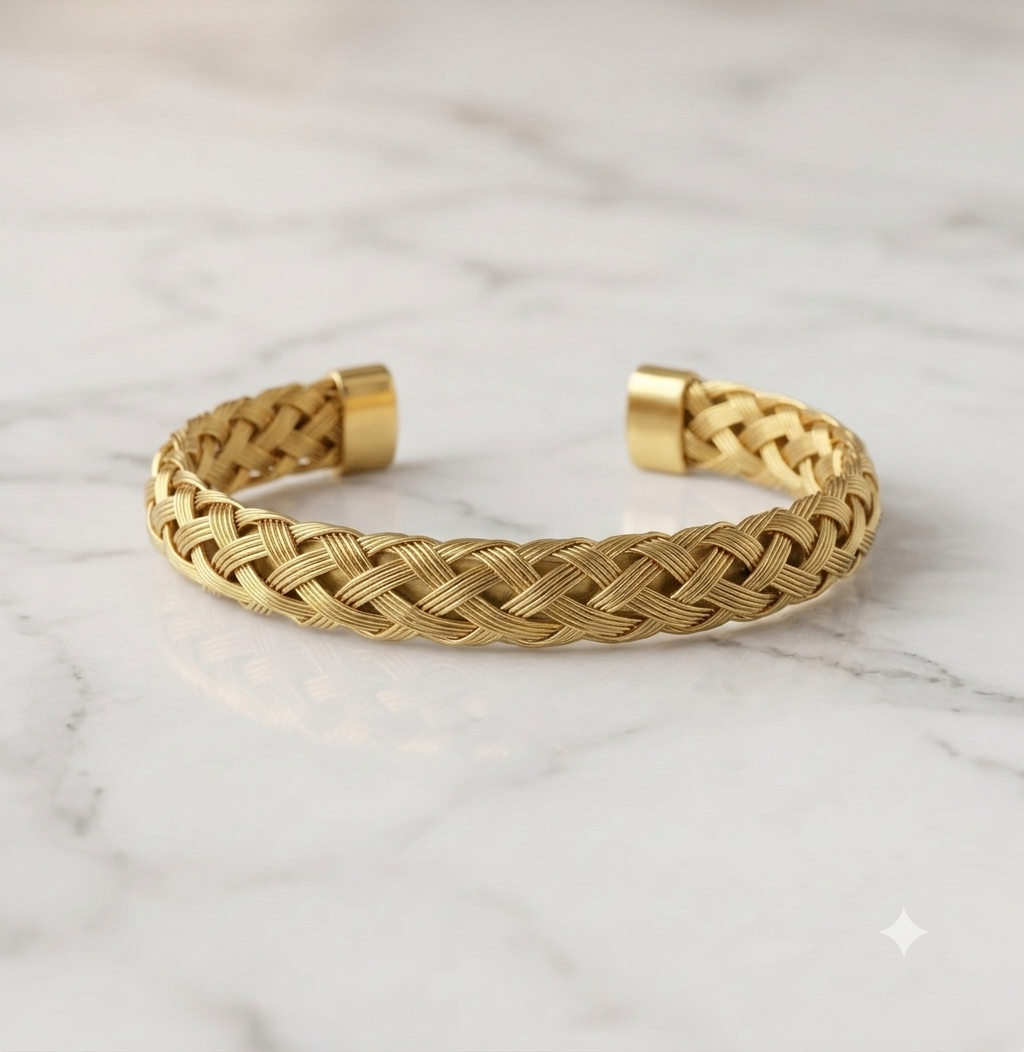 Gold Woven Wire Braided Bracelet