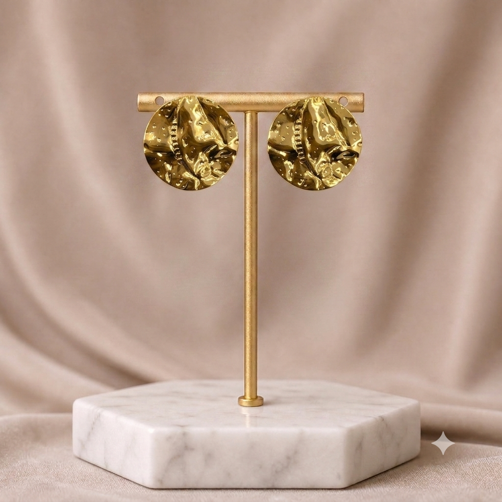 Hammered Gold Disc Earrings