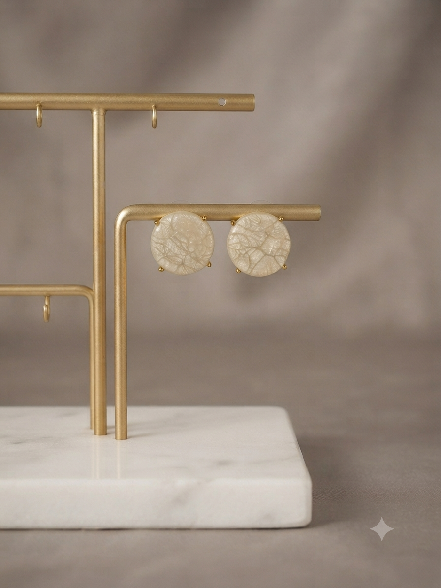 Off-White Round Stud Earrings