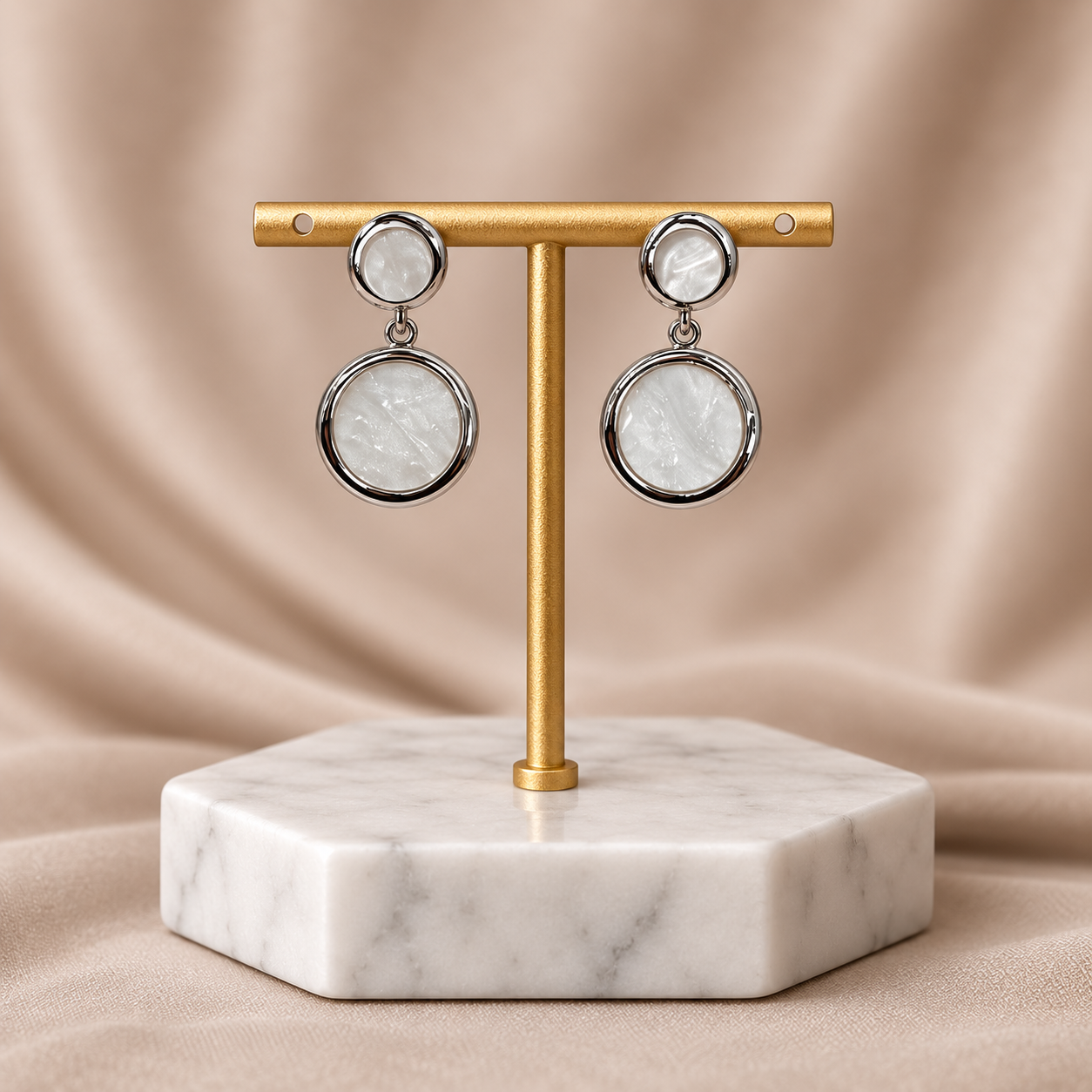 Silver Double Circle Earrings