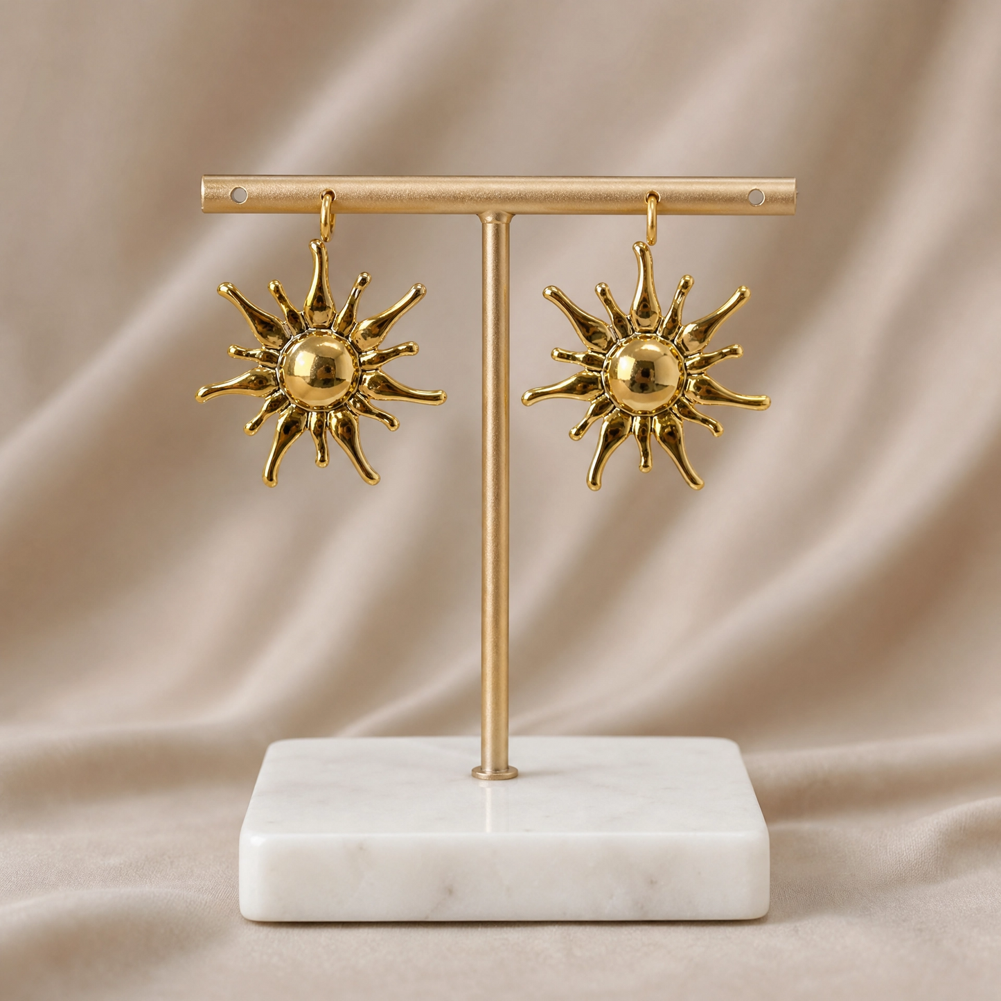 Stainless Steel Golden Sun Earrings