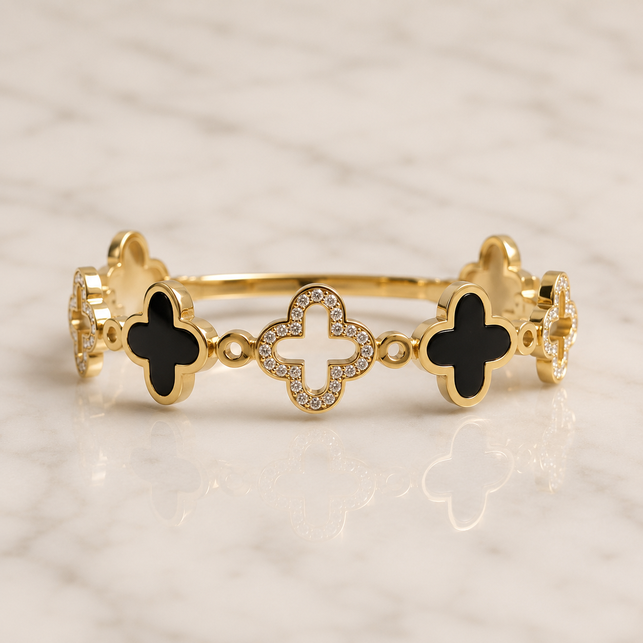 Van Cleef Gold Black & Crystal Bracelet